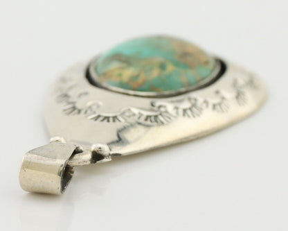 Navajo Pendant 925 Silver Green Turquoise Artist Signed MC C.80's