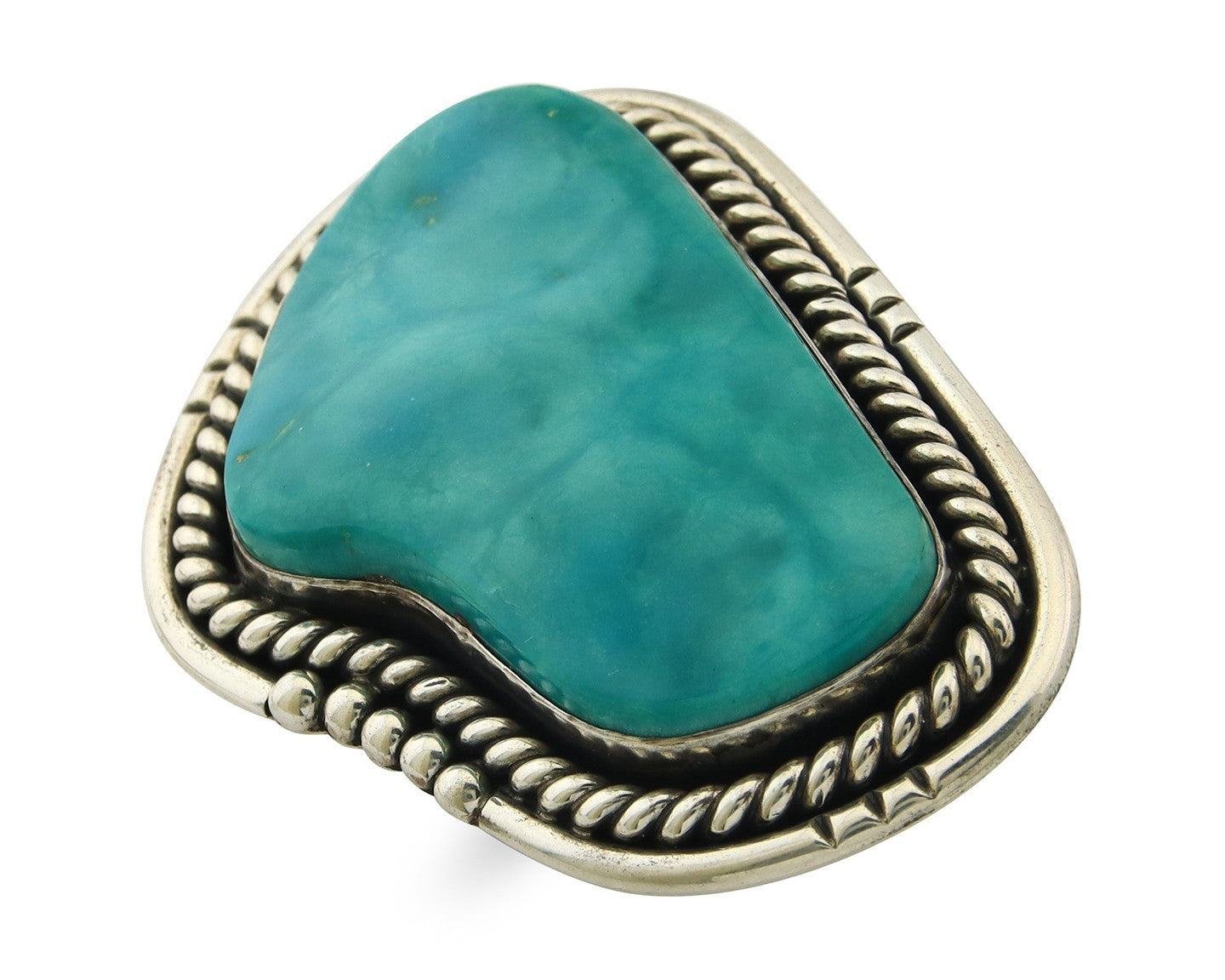 Huge Navajo Ring Sterling Silver Vintage Turquoise Signed DZ Size 7.0