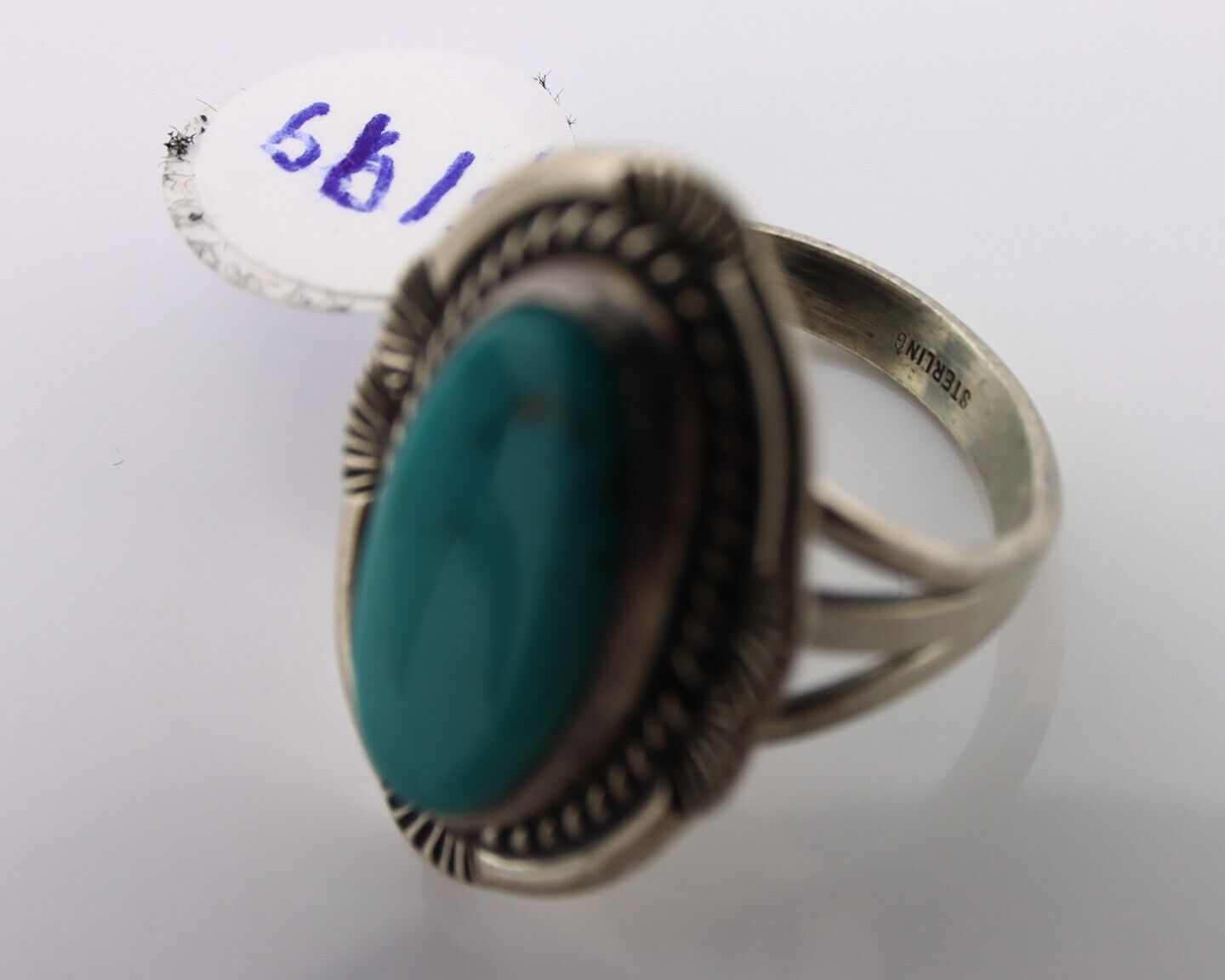 Navajo Ring 925 Silver Natural Turquoise Native Artist Signed M Begay C.80's