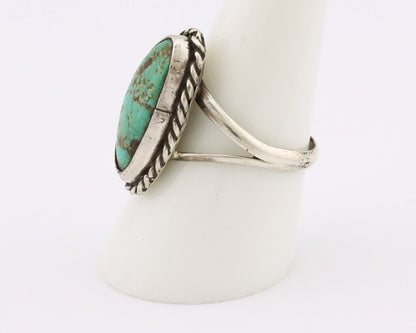 Navajo Ring 925 Silver Natural Turquoise Artist Signed Rabbit Stick C.80's
