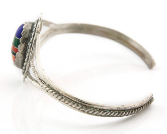 Navajo Cuff Bracelet Sterling Silver Handmade Vintage Gemstone