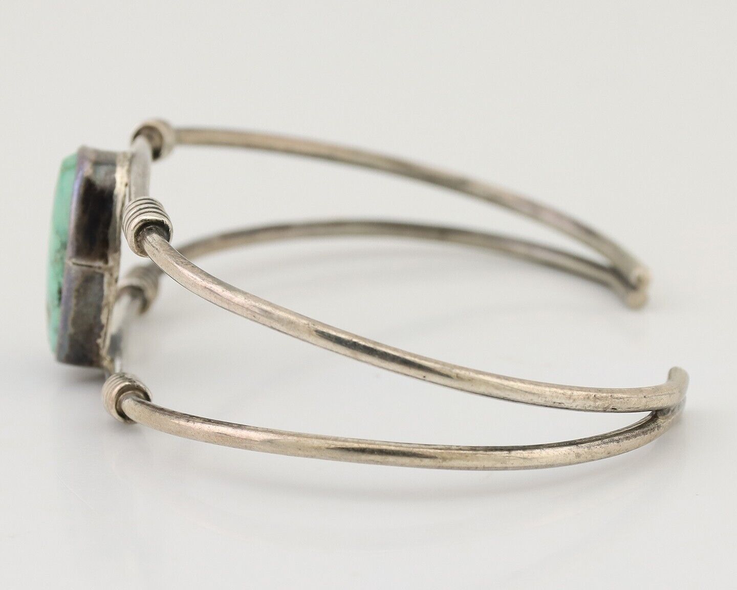 Navajo Cuff Bracelet 925 Silver Natural Blue Turquoise Native American C.80's