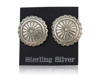 Navajo Small Shield Earrings 925 Silver Native American Artist C.80's