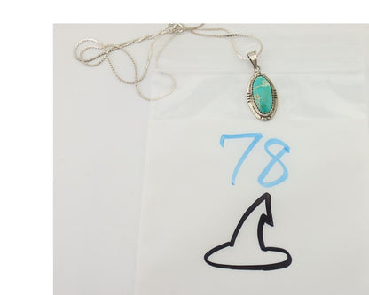 Navajo Necklace 925 Silver Kingman Turquoise Native American Artist C.90s