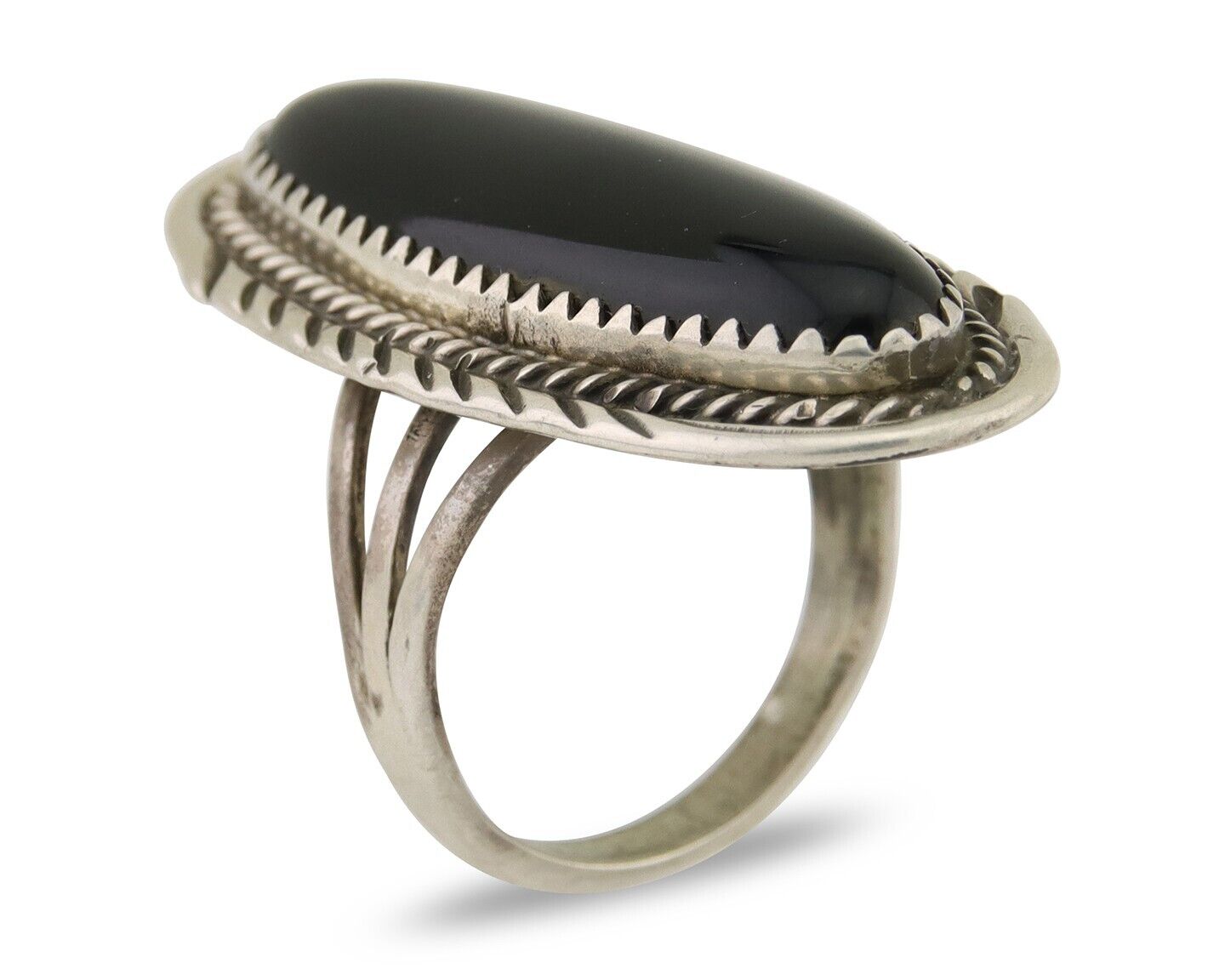 Navajo Ring 925 Silver Black Onyx Artist Signed William Denetdale C.80's