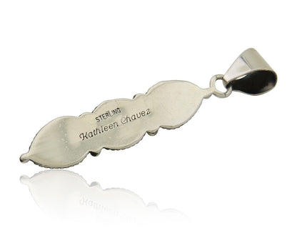 Navajo Necklace 925 Silver Natural Turquoise Artist Kathllen Chavez C.80's