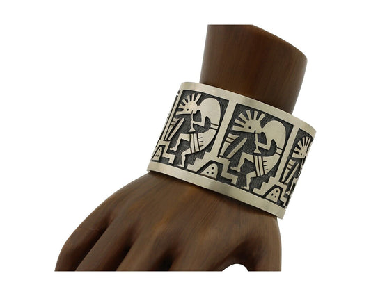 Navajo Kokopelli Bracelet 925 Silver Native American Artist Handmade C.80's