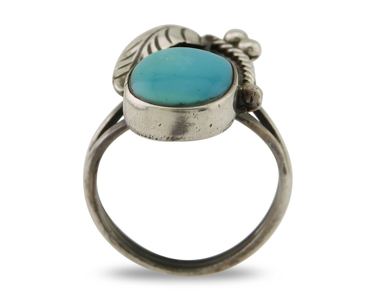 Navajo Handmade Ring 925 Silver Turquoise Signed LS C.80's