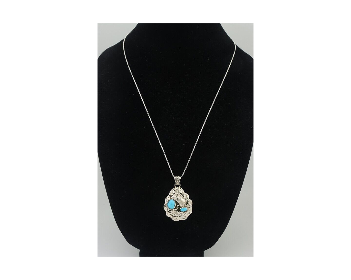 Navajo Necklace 925 Silver Turquoise Native Artist Signed Wilbert Benally C.80's