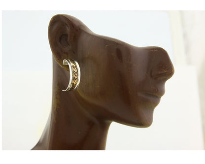 Navajo Hoop Earrings 925 Silver & Gold Artist Signed Randall Endito C.80's
