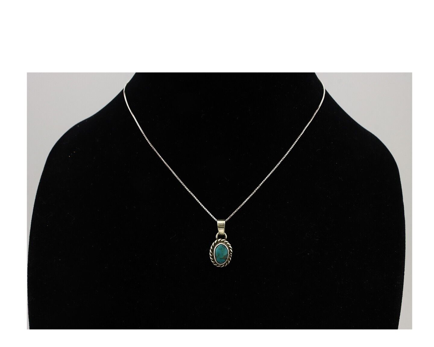 Navajo Necklace 925 Silver Natural Kingman Turquoise Native Artist C.2008