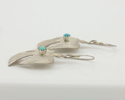 Navajo Thunderbird Earrings 925 Silver Natural Turquoise Native Artist C.80's