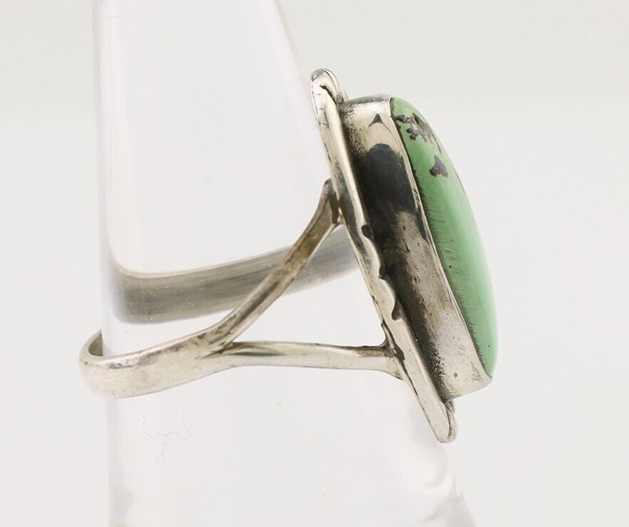 Navajo Handmade Ring 925 Silver Green Turquoise Artist Signed Kachina C.80's