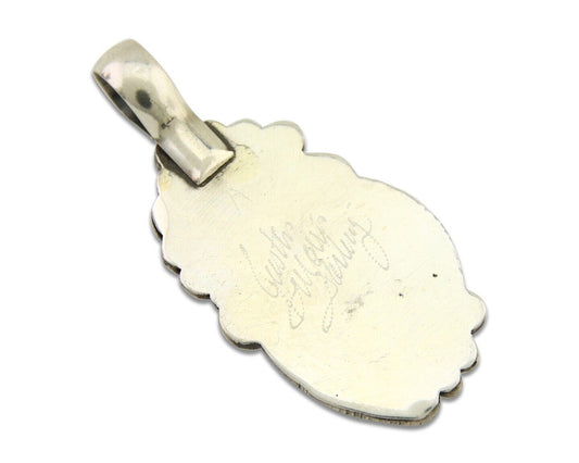 Navajo Necklace 925 Silver Spiderweb Turquoise Artist Signed Justin Morris C80s