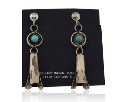 Navajo Paw Earrings 925 Silver Blue Turquoise Native American Artist C.80's