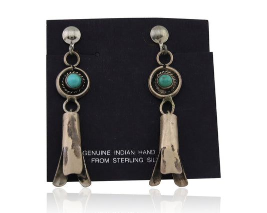 Navajo Paw Earrings 925 Silver Blue Turquoise Native American Artist C.80's