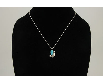 Navajo Heart Necklace 925 Silver Natural Turquoise Signed William Denetdale C80s