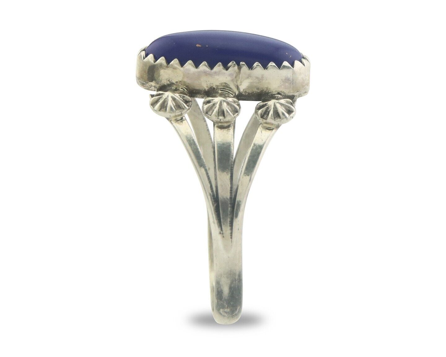 Navajo Ring 925 Sterling Natural Lapis Handmade Native Artist C.80's