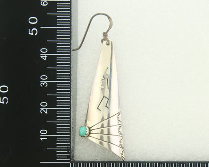Navajo Earrings 925 Silver Kokopelli Natural Turquoise Native Artist C.80's
