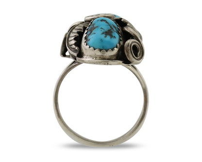 Navajo Ring 925 Silver Sleeping Beauty Turquoise Signed GR C.80's
