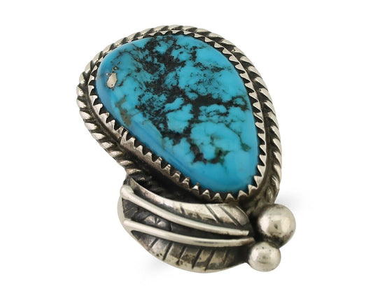 Navajo Ring 925 Silver Natural Blue Turquoise Native American Artist C.80's