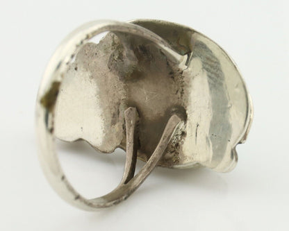 Navajo 2 Stone Ring 925 Silver Kingman Turquoise Native American Artist C.80's