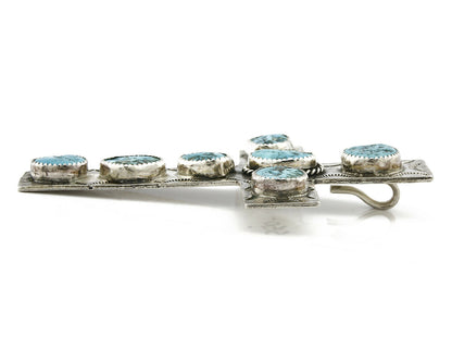 Navajo Cross Pendant .925 Silver Kingman Turquoise Artist C-E Circa 80's