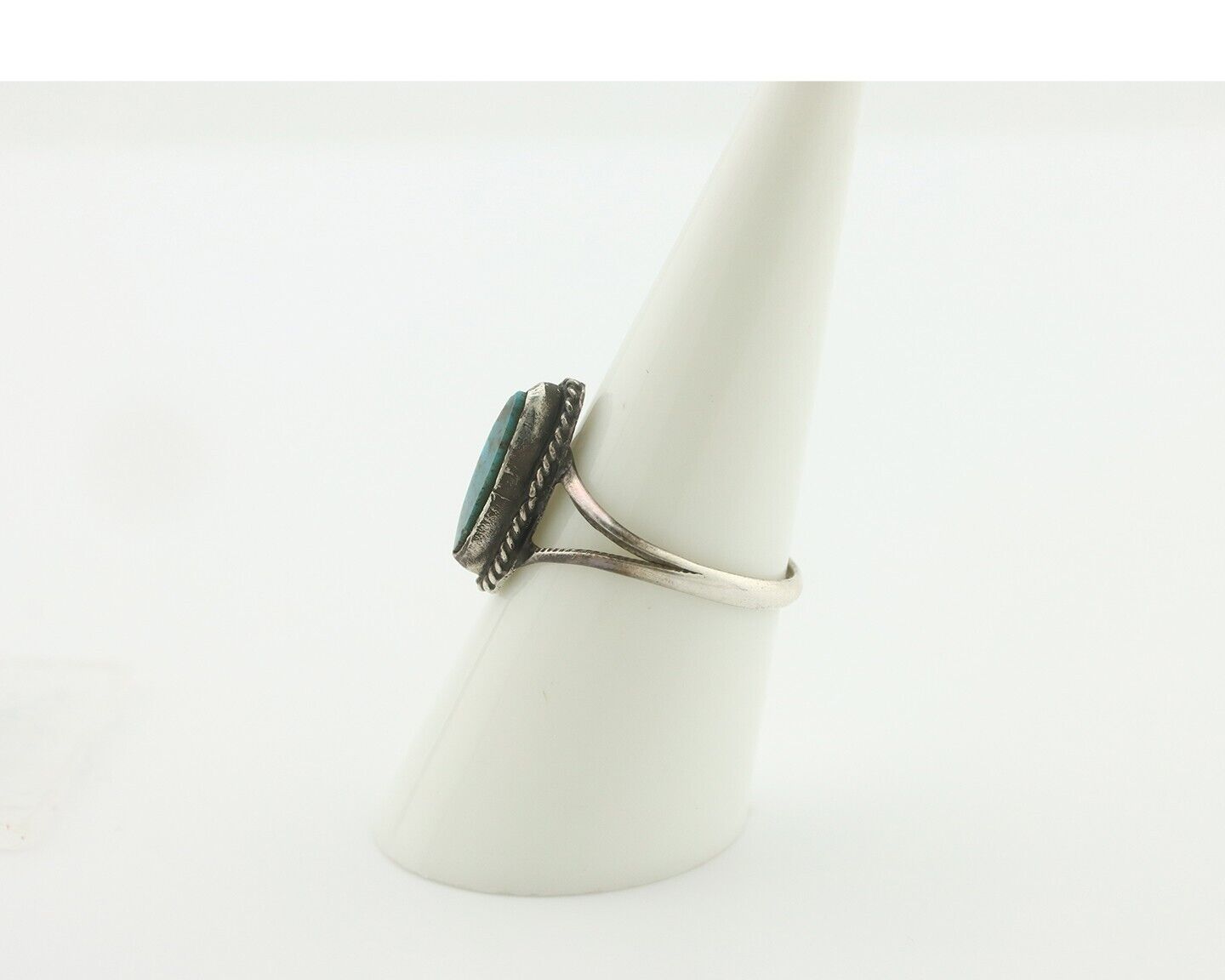 Navajo Ring 925 Silver Red Mountain Turquoise Native American Artist C.80's