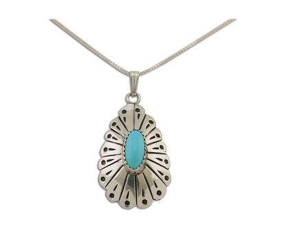 Navajo Necklace 925 Silver Natural Turquoise Native American Artist C.80's