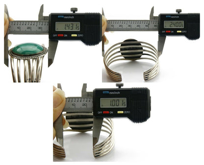 Navajo Cuff Bracelet .925 Silver Green Malachite Signed M. Begay C.80's