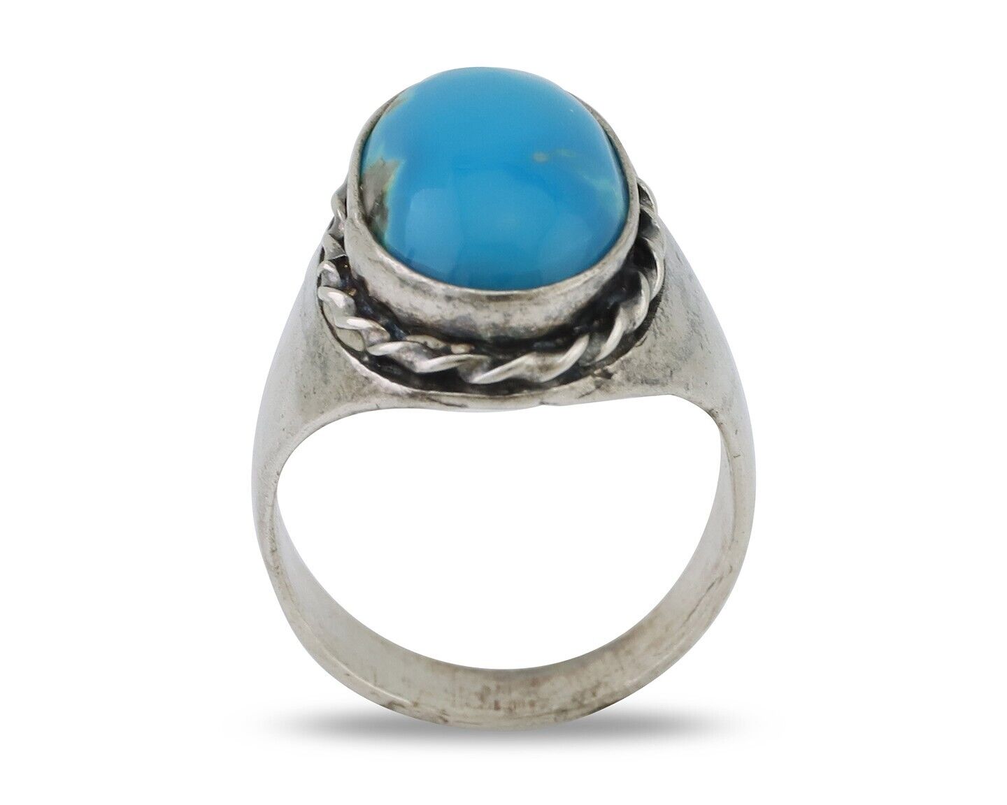Navajo Ring 925 Silver Natural Blue Turquoise Native American Artist C.80's