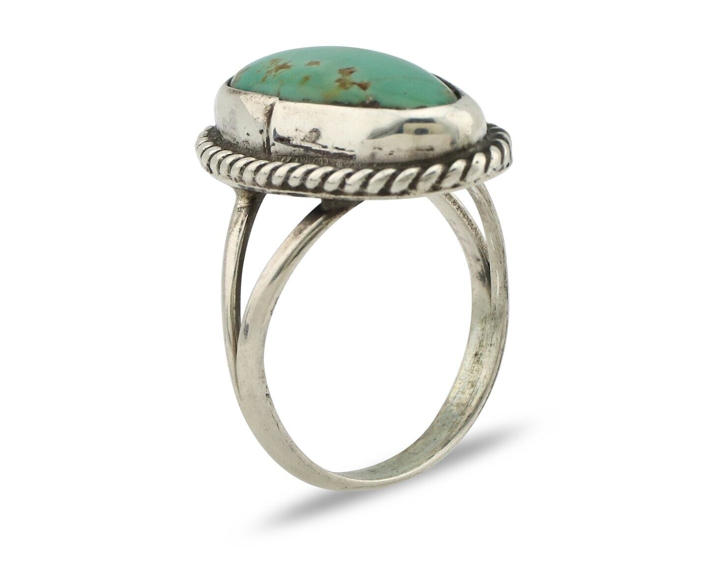 Navajo Ring 925 Silver Kingman Turquoise Native American Artist C.80's