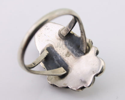 Navajo Ring 925 Silver Sleeping Beauty Turquoise Signed Justin Morris C.80's