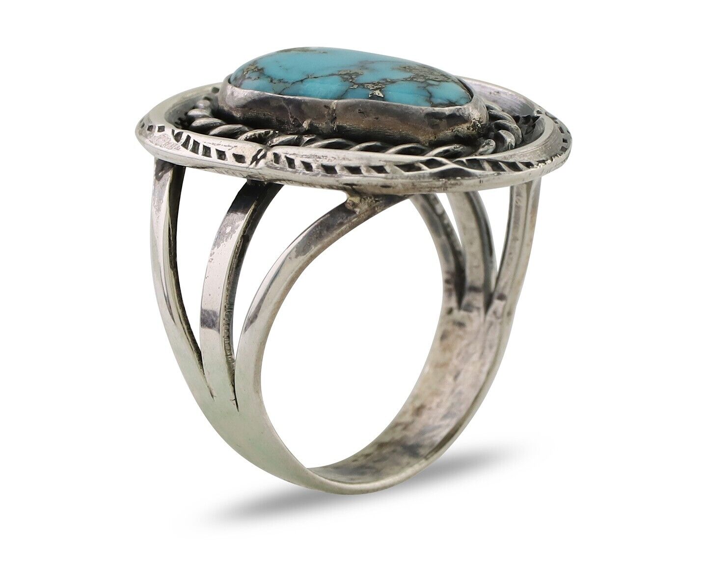 Navajo Handmade Ring 925 Silver Turquoise Native American Artist C.80's