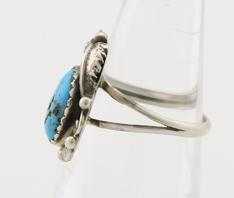 Navajo Ring 925 Silver Morenci Tuquoise Native American Artist C.80's