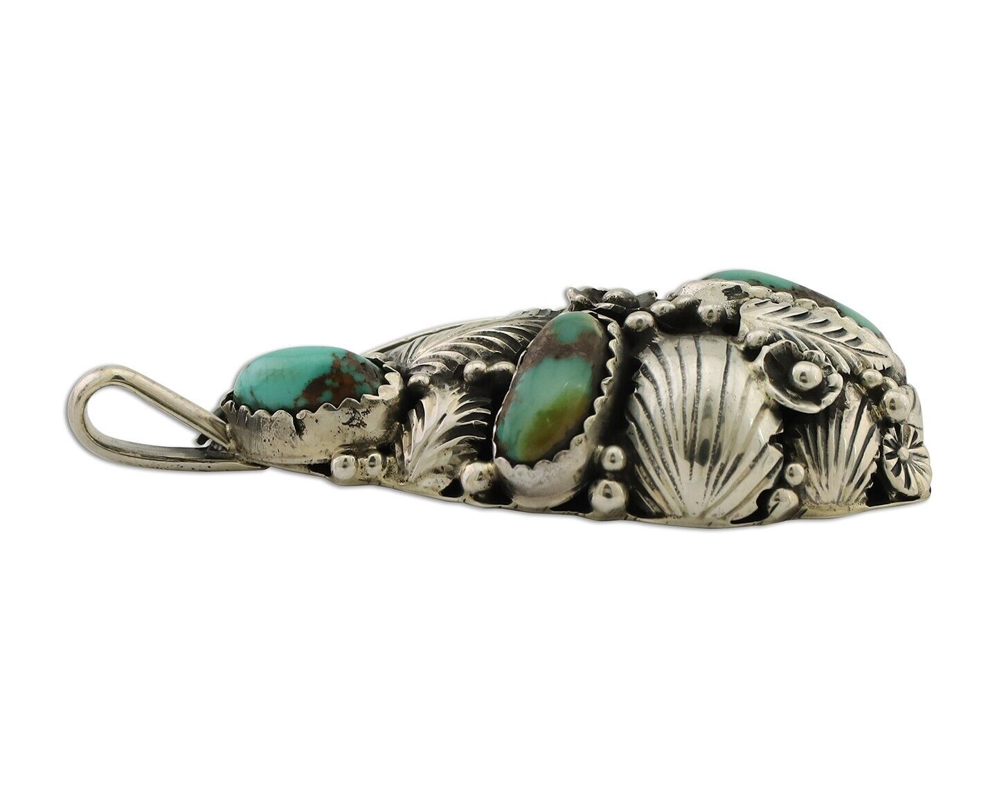 Navajo Pendant 925 Silver Natural Bisbee Turquoise Signed Tom Willeto C.80's