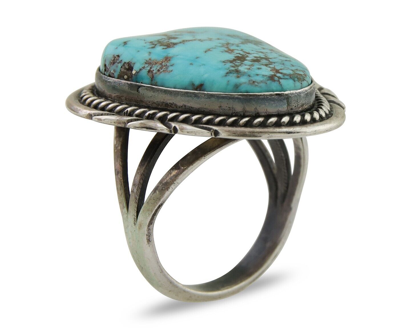 Navajo Ring 925 Silver Blue Turquoise Native American Artist C.80's