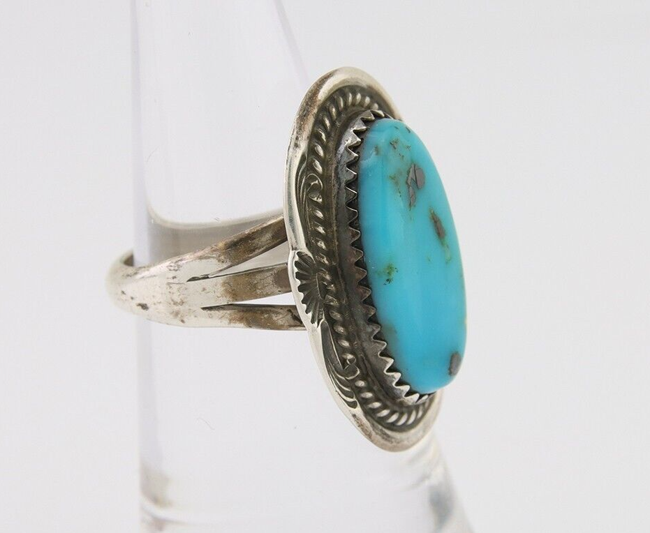 Navajo Handmade Ring 925 Silver Natural Turquoise Native Artist C.80's