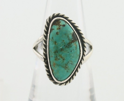 Navajo Ring 925 Silver Blue Gem Turquoise Artist Signed Rabbit Stick C.80's
