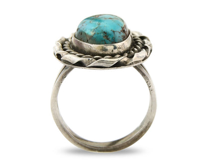 Navajo Ring 925 Sterling Natural Mined Arizona Turquoise C.80's Size 5.75