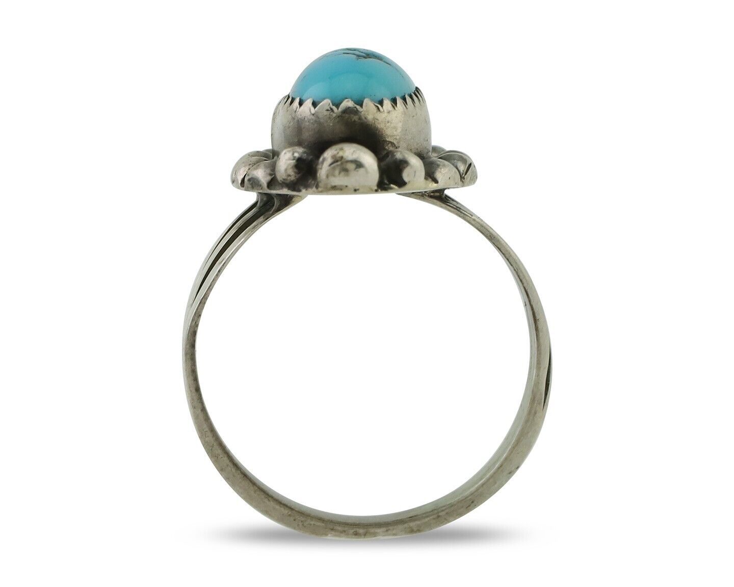 Navajo Ring 925 Silver Sleeping Beauty Turquoise Artist Signed SC C80s