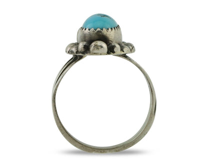 Navajo Ring 925 Silver Sleeping Beauty Turquoise Artist Signed SC C80s