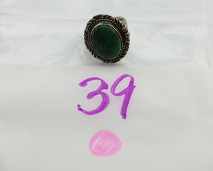 Navajo Ring 925 Silver Green Turquoise Artist Signed William Denetdale C.80's