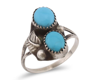 Navajo Ring 925 Silver Sleeping Beauty Turquoise Native American Artist C.80's