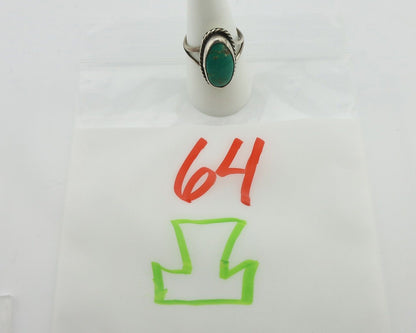 Navajo Ring .925 Silver Natural Green Kingman Turquoise Native Signed C.80's