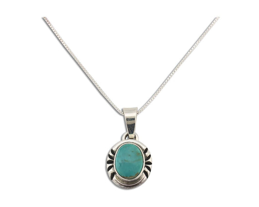 Navajo Necklace 925 Silver Arizona Turquoise Handmade Signed Gecko C.90's
