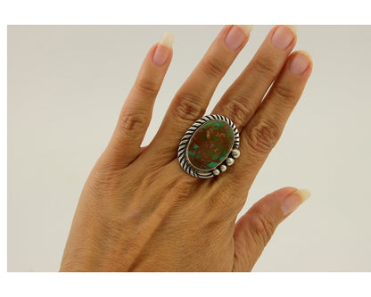 Navajo Ring 925 Sterling Silver Natural Turquoise Signed Mike Begay C.80's