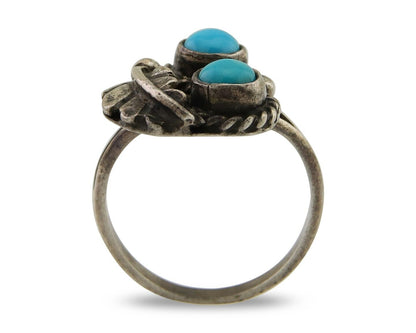 Navajo Ring 925 Sterling Silver Natural Turquoise Native American Artist C.80's