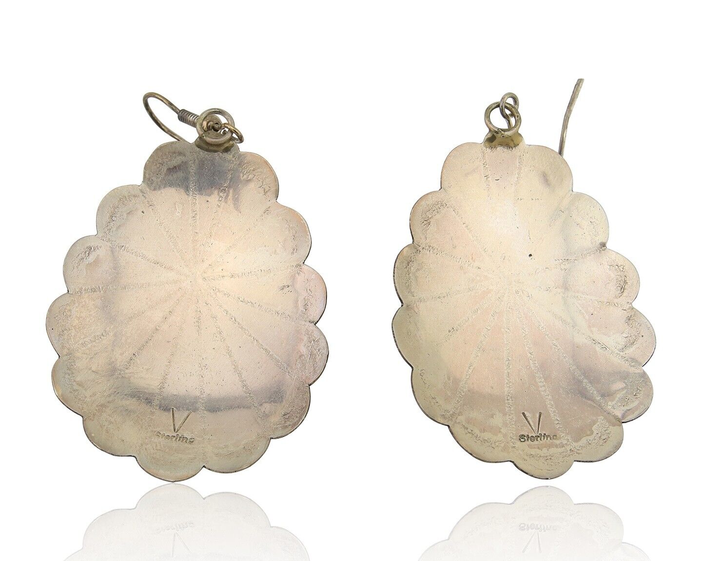 Navajo Handmade Earrings 925 Silver Onyx Artist Signed Robert Vandover C.80's