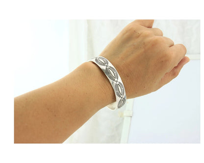 Navajo Cuff Bracelet 925 Sterling Silver Vintage Heavy Hand Stamped